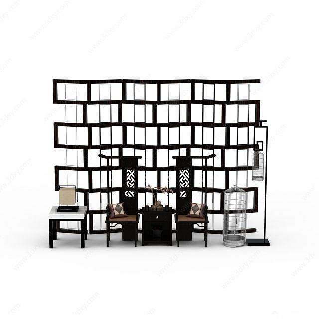 中式风格室内家具3D模型