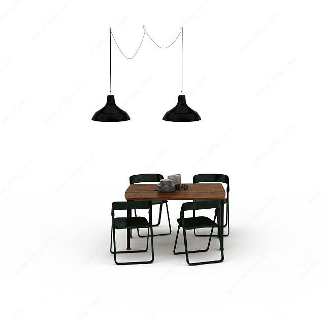 简易餐厅桌椅3D模型