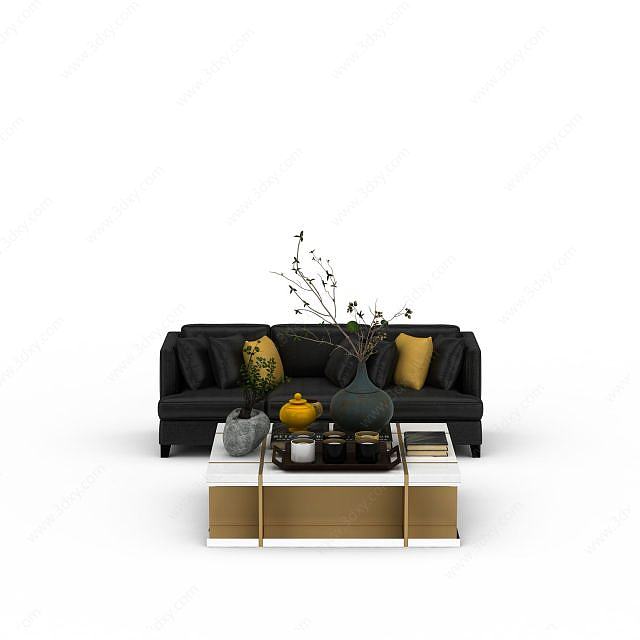 室内沙发茶几组合3D模型