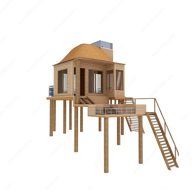户外休闲木房3D模型