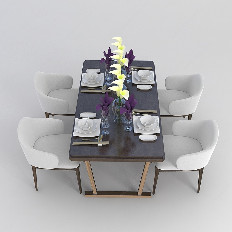 家庭餐桌3D模型