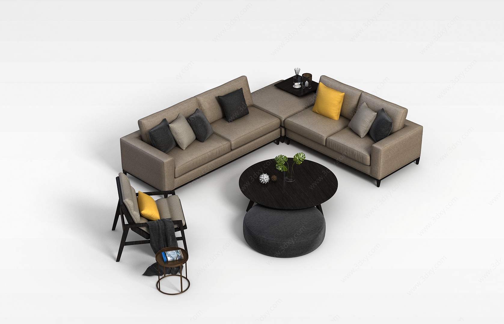 客厅休闲沙发茶几组合3D模型