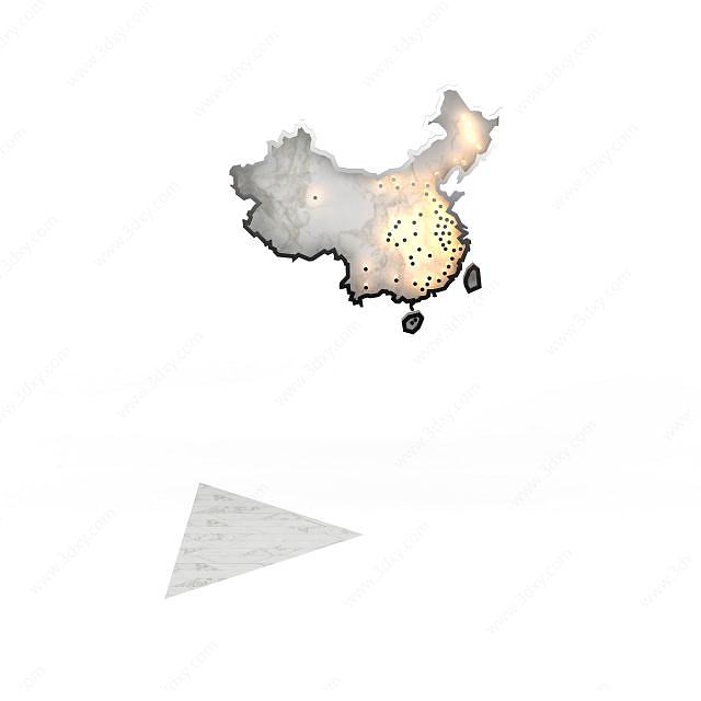 中国地图贴画3D模型