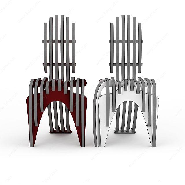 概念金属户外休闲座椅3D模型