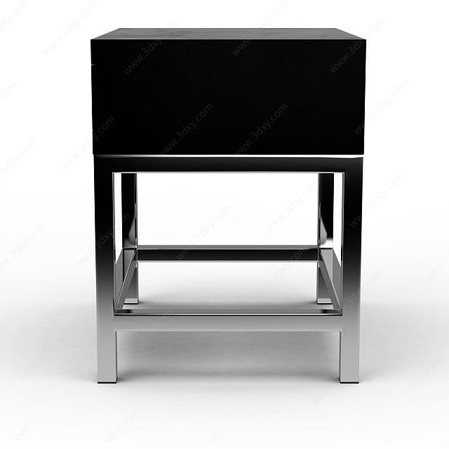黑色方形边桌3D模型
