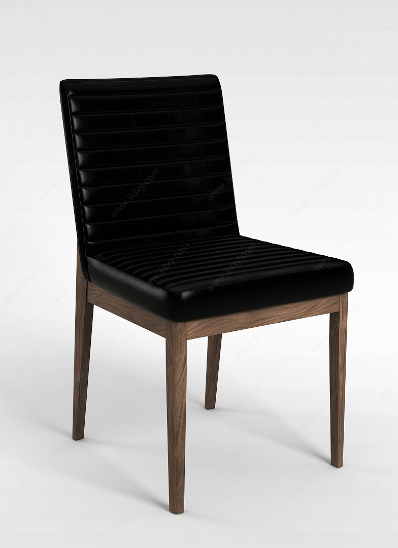 精品黑色皮质休闲椅3D模型