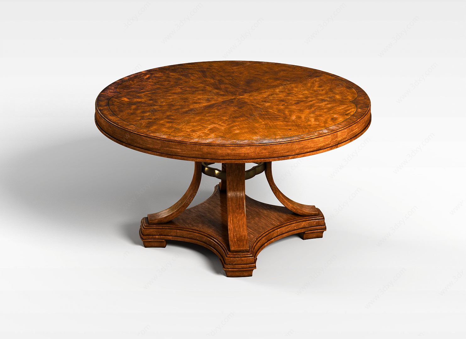 中式原木餐桌3D模型