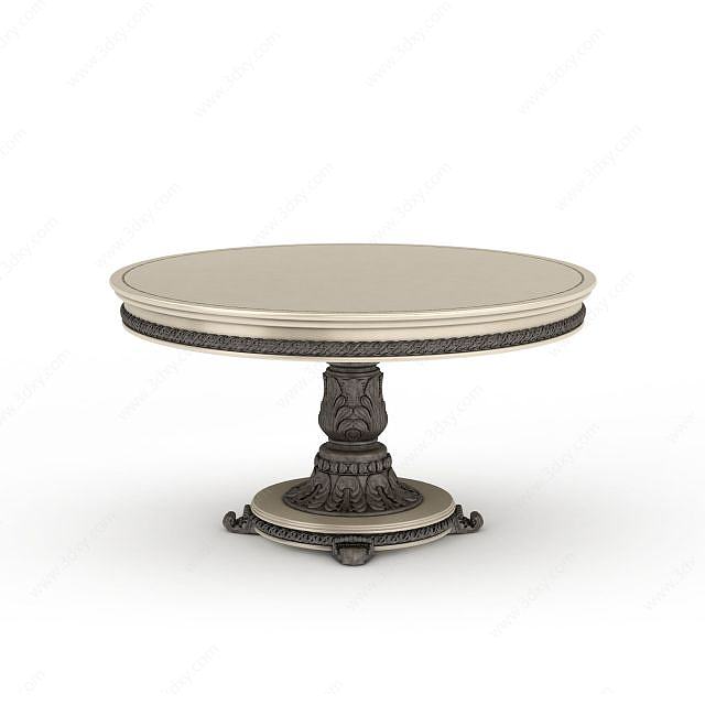 中式圆形餐桌3D模型