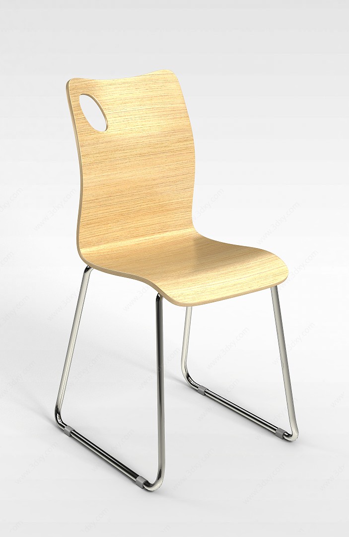 木质曲面餐椅3D模型