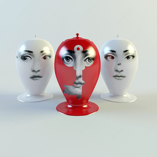 艺术脸谱瓷瓶3D模型