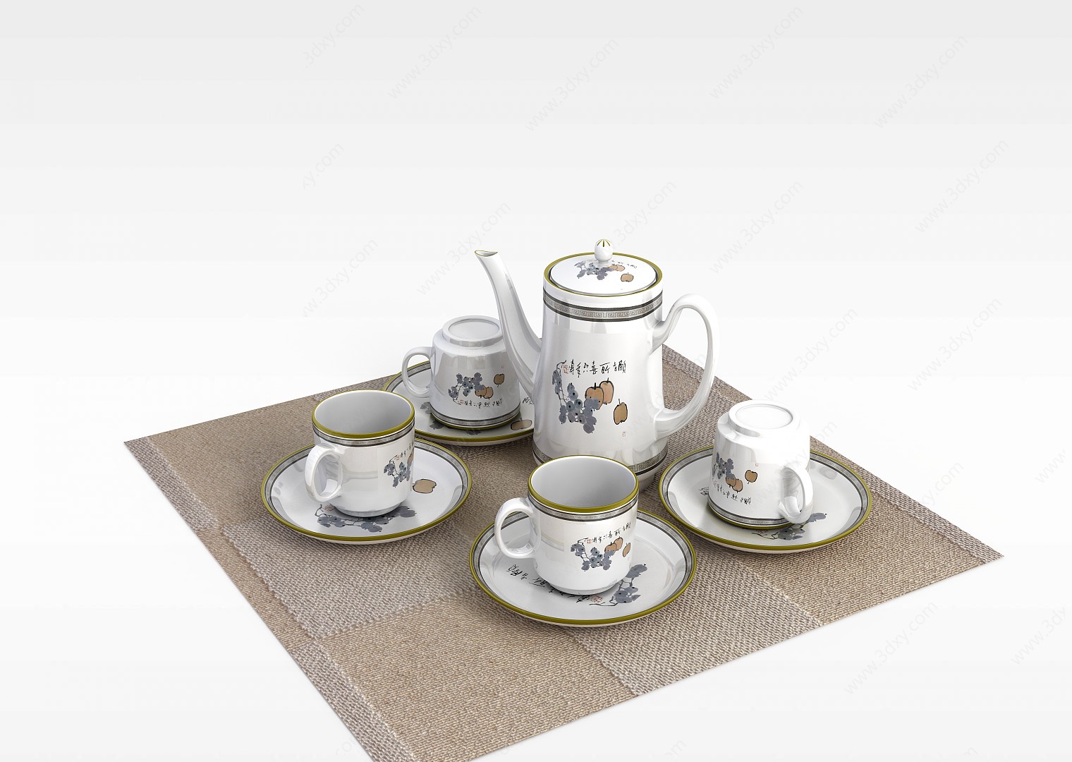 简易茶具套装3D模型