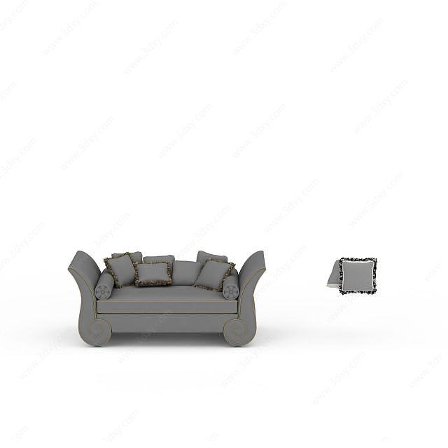 复古灰色沙发3D模型