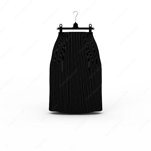黑色半身长裙3D模型
