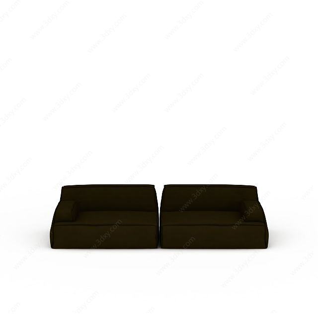 绿色简约双人沙发3D模型