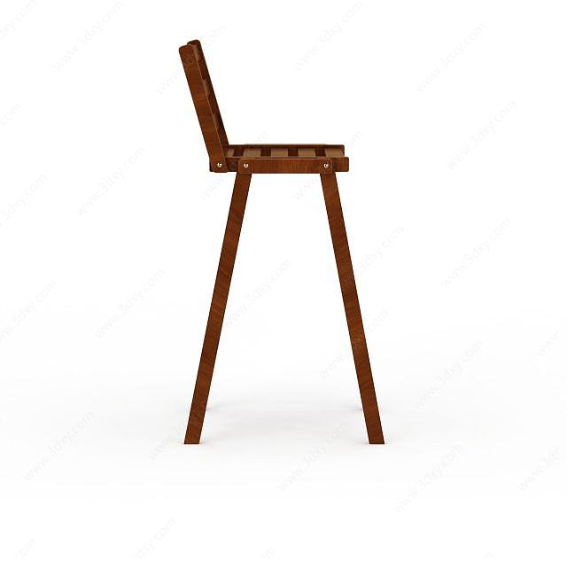 简约木质吧椅3D模型
