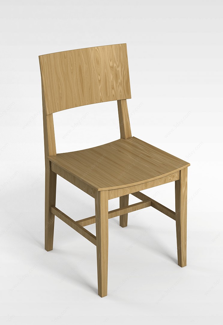 简约木质餐椅3D模型