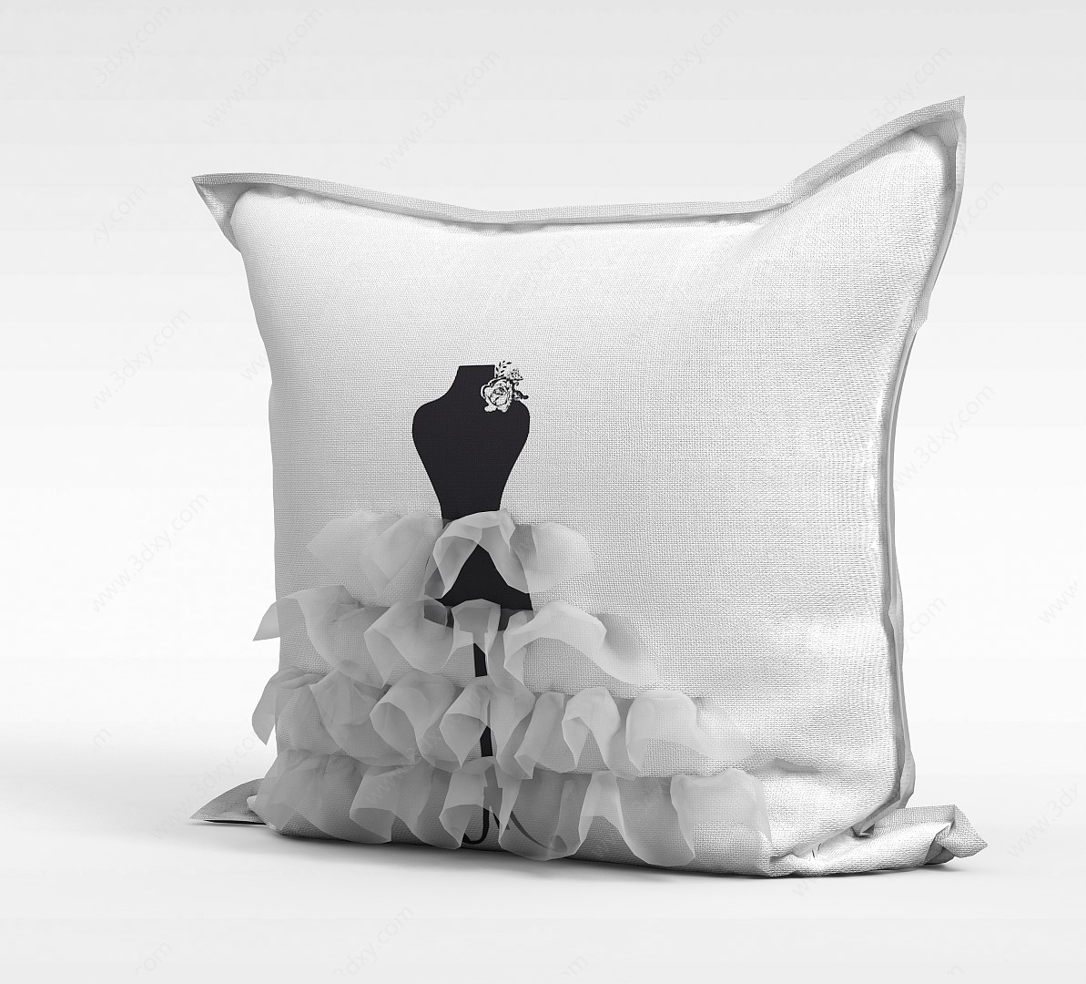 创意婚纱图案抱枕3D模型