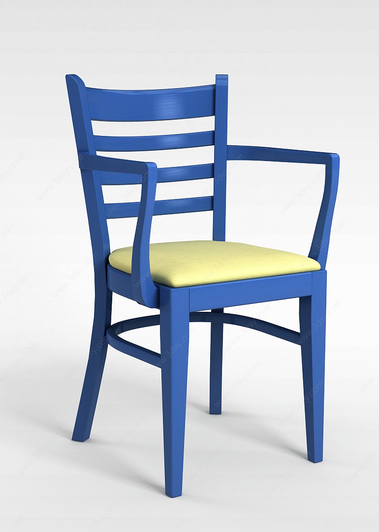 蓝色木质椅子3D模型
