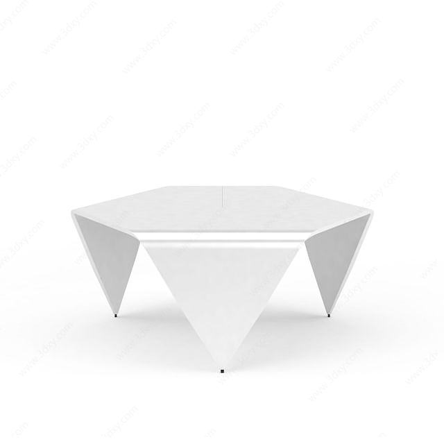 白色创意桌子3D模型