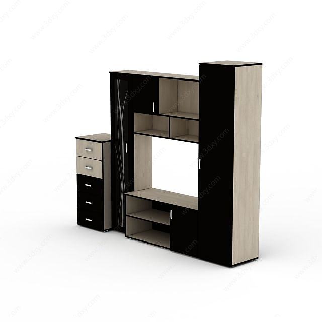 现代家庭柜子组合3D模型
