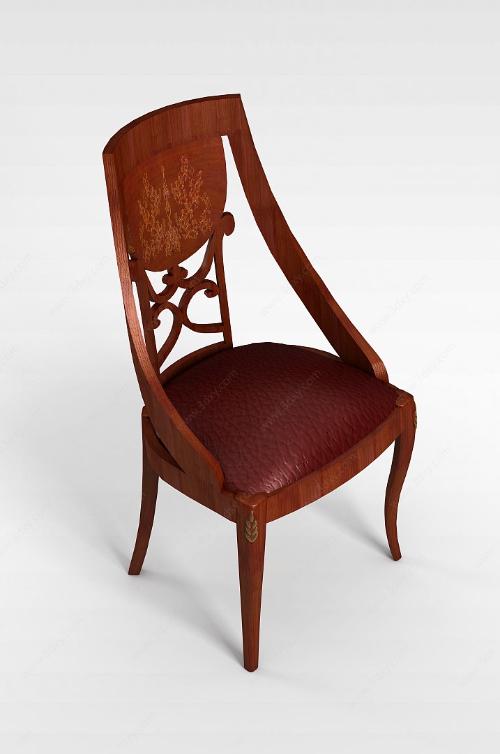 高靠背木质椅子3D模型