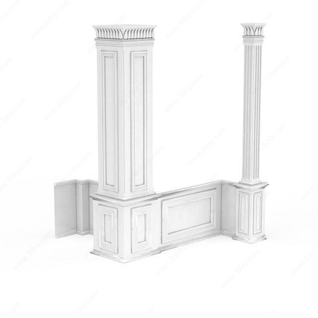 柱和护墙板组合3D模型