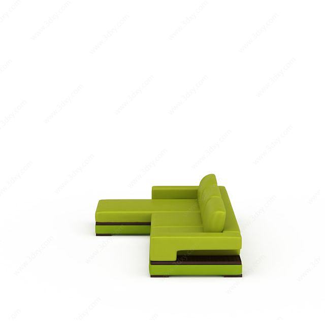 绿色拐角沙发3D模型