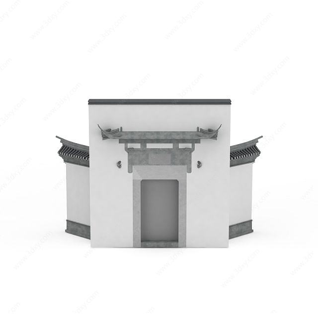 中式门楼3D模型
