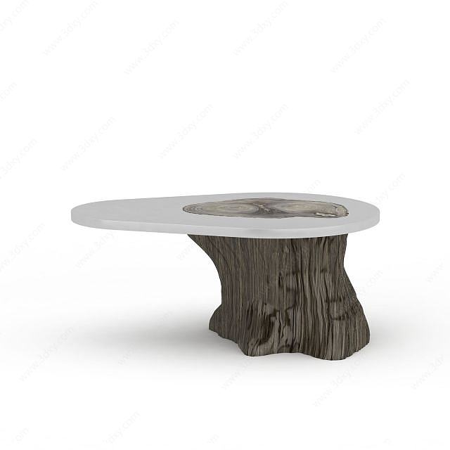 仿木树桩桌3D模型