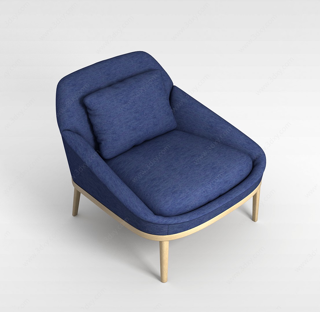蓝色休闲沙发3D模型