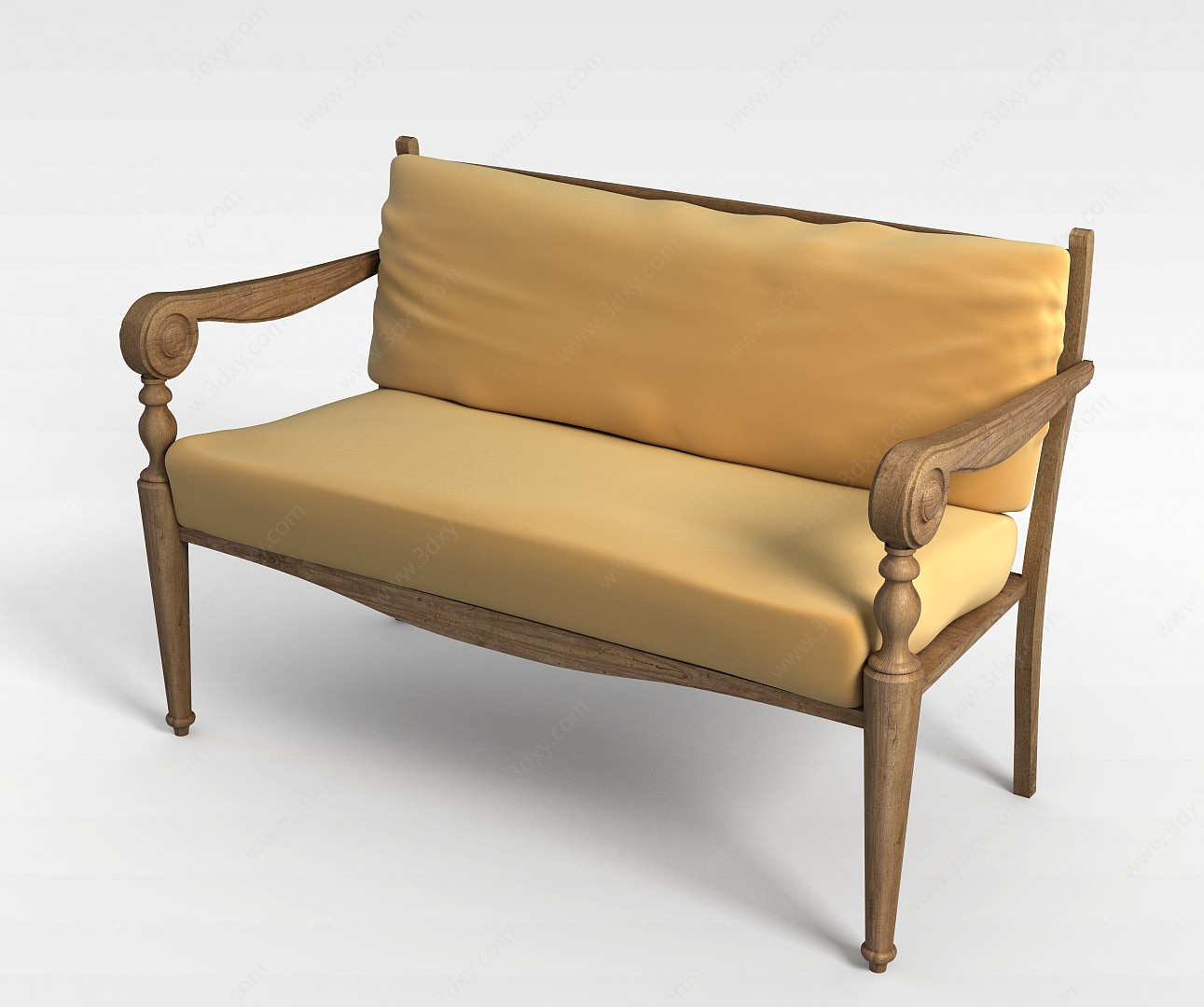 中式原木椅子3D模型
