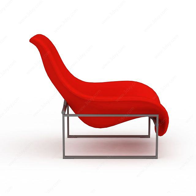 红色曲面休息椅3D模型