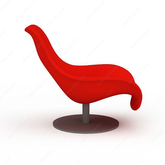 红色曲面转椅3D模型