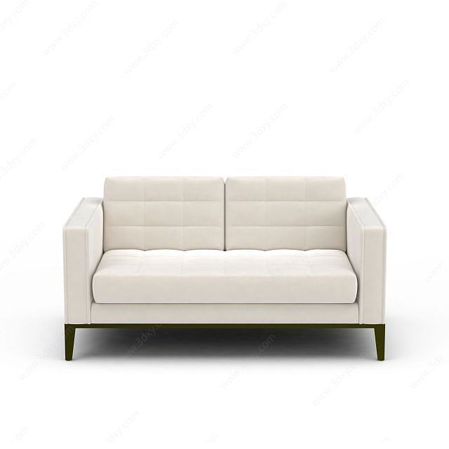 双人白色沙发3D模型