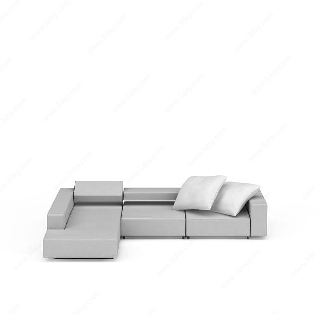 灰色沙发组合3D模型