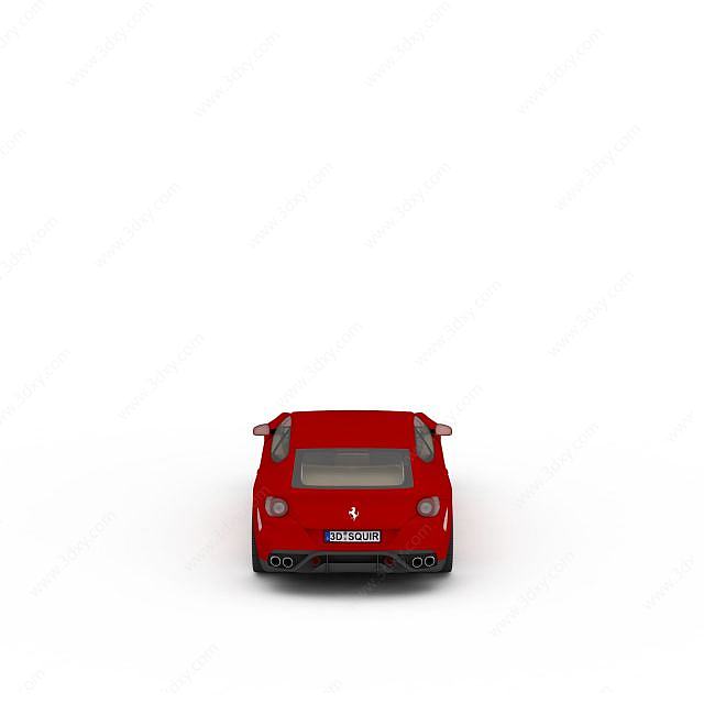 红色双排坐轿车3D模型