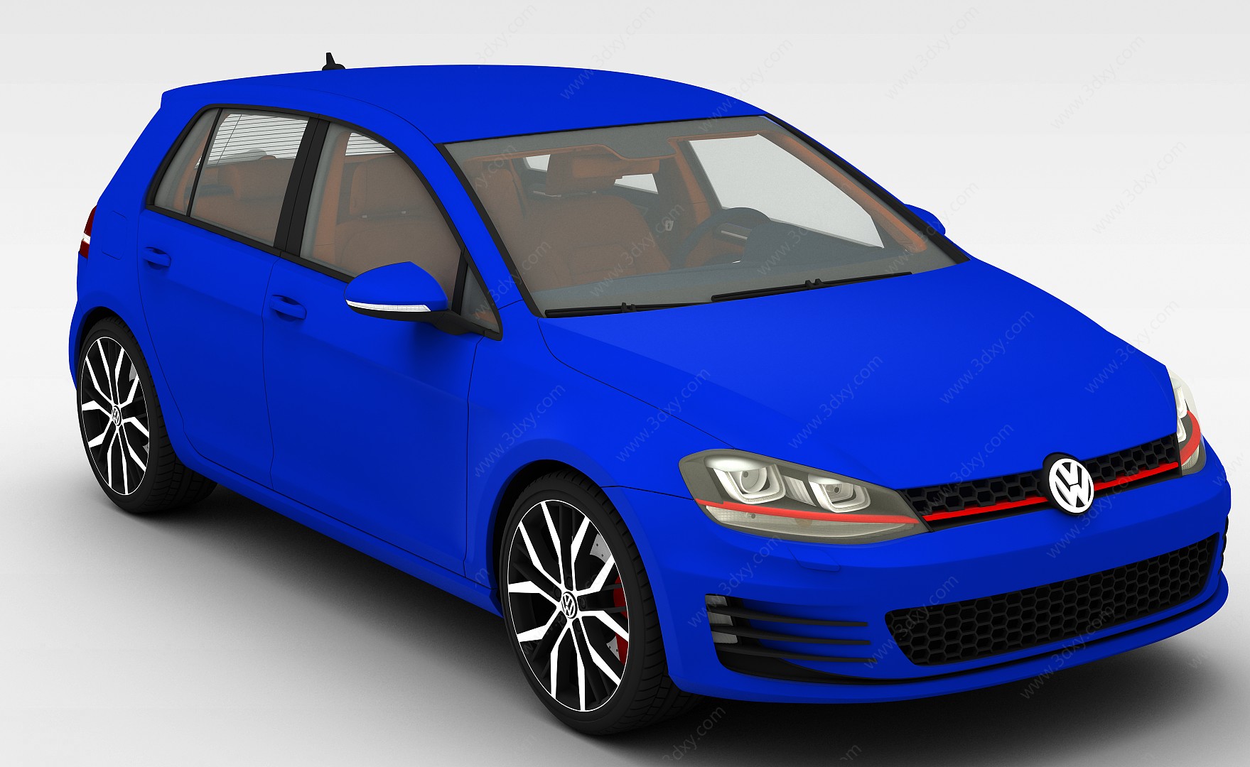 蓝色大众汽车3D模型