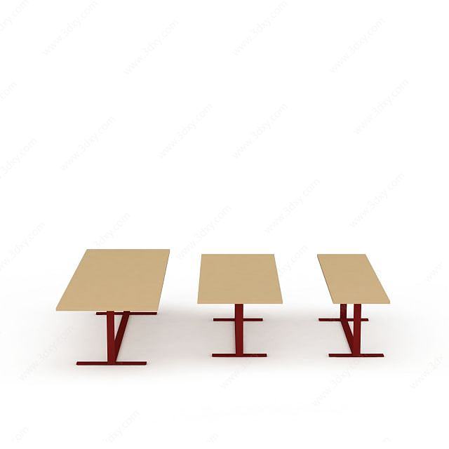 现代长桌子3D模型