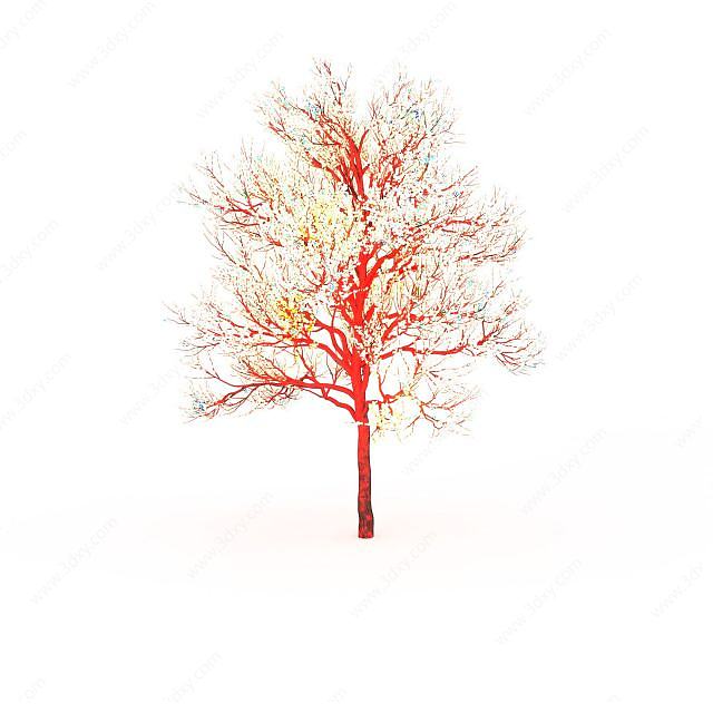 红色景观树3D模型