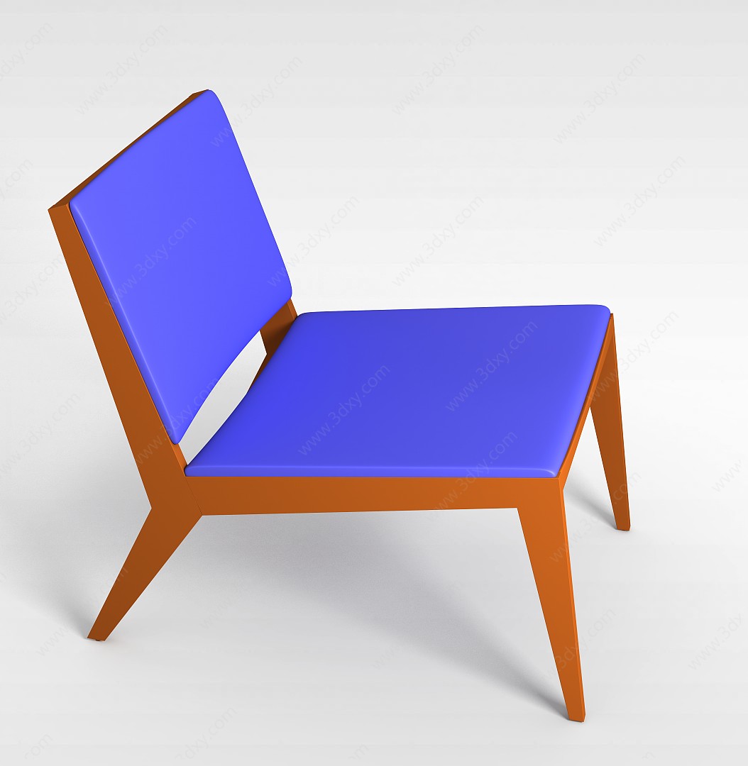 蓝色曲面餐椅3D模型