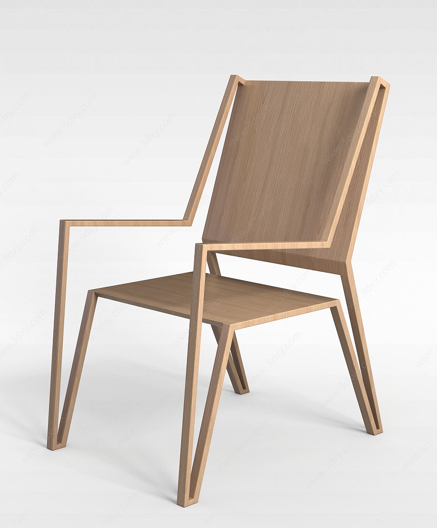 简易木质椅子3D模型