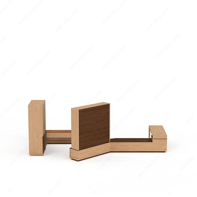 现代简约实木家具3D模型