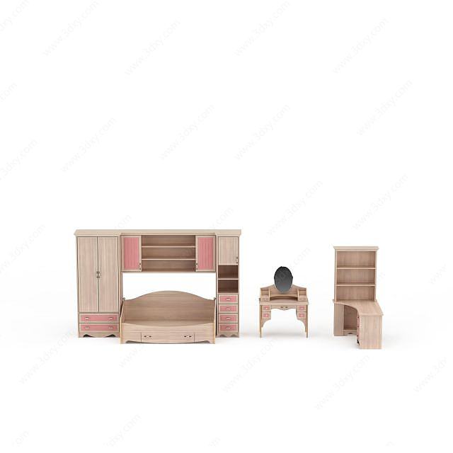 现代简约桌椅组合3D模型