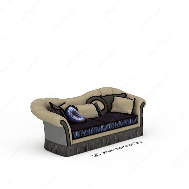 复古美式沙发3D模型