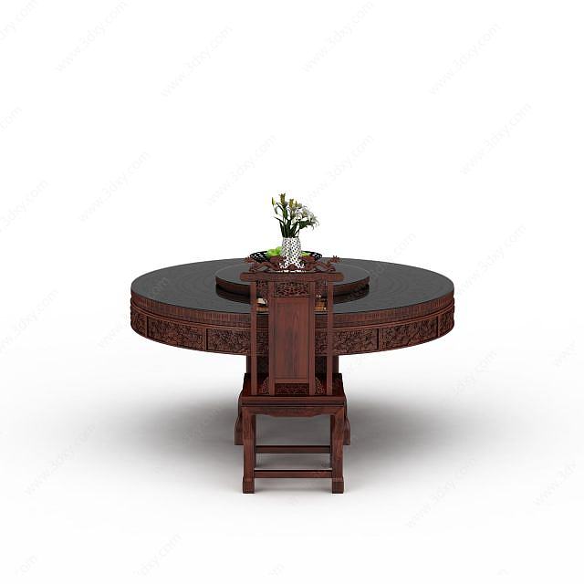 圆形桌椅3D模型