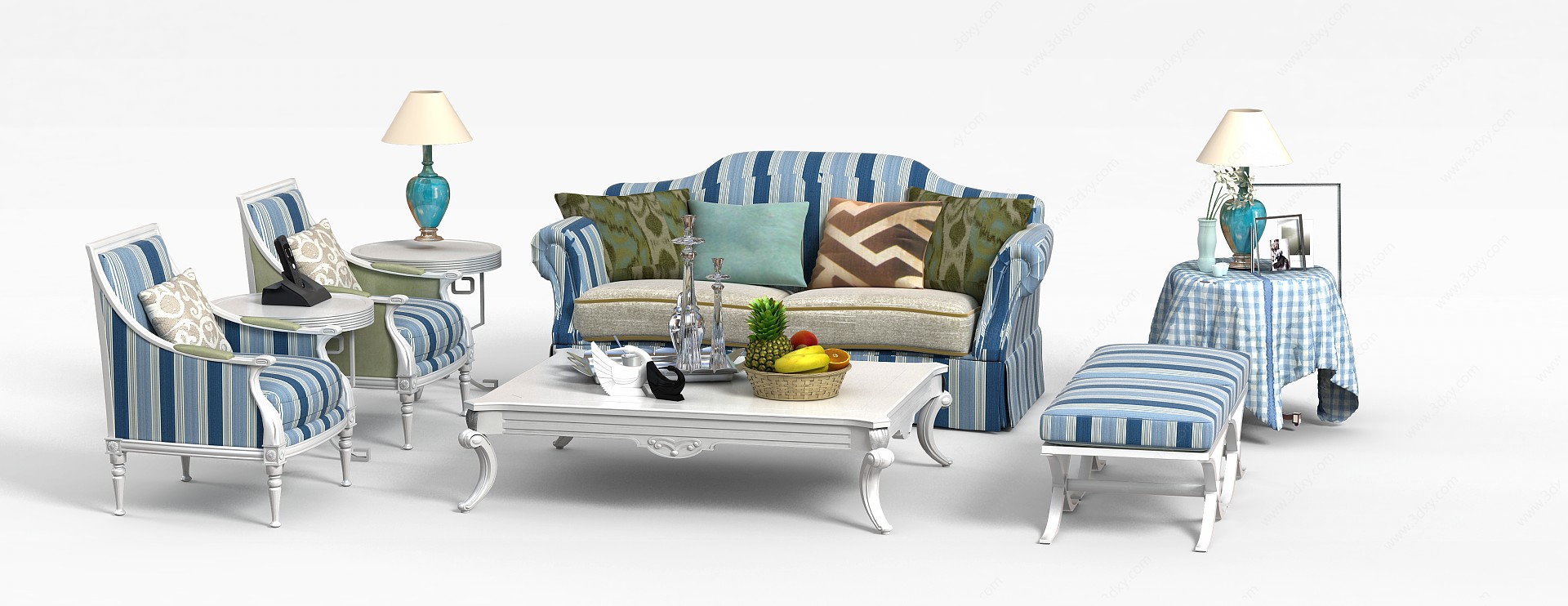 现代家庭沙发组合3D模型