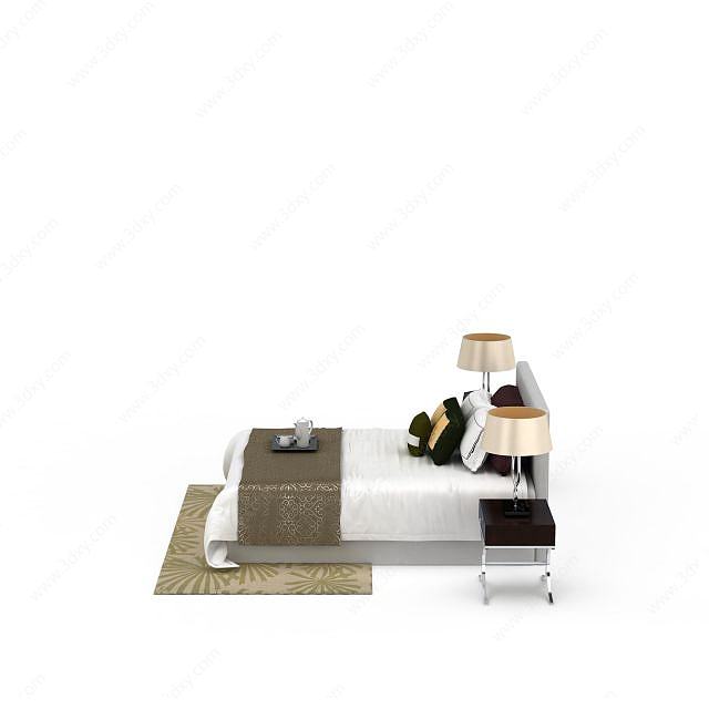 中式床具3D模型