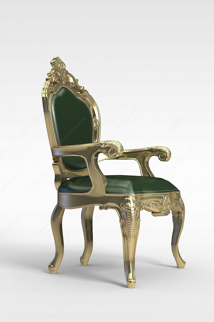 金色扶手餐椅3D模型