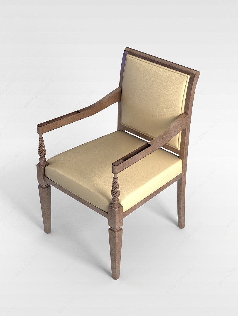 木质扶手椅3D模型