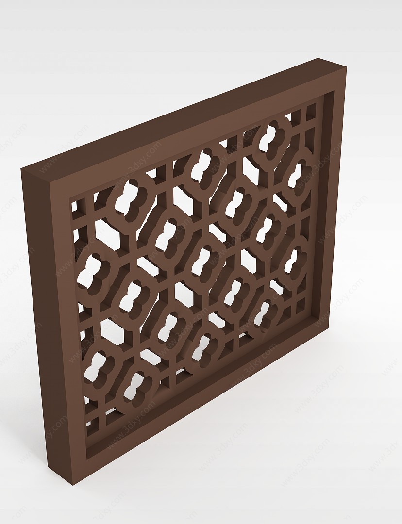 木质镂空窗框3D模型